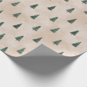 Minimalist Pine Tree Pattern Green Christmas Geschenkpapier (Ecke)