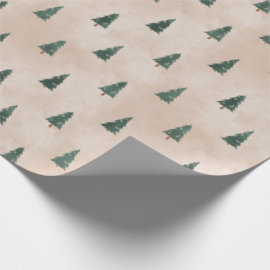 Minimalist Pine Tree Pattern Green Christmas Geschenkpapier (Ecke)