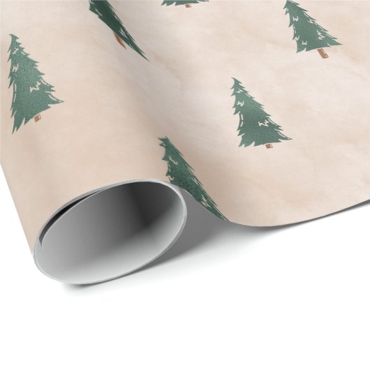 Minimalist Pine Tree Pattern Green Christmas Geschenkpapier (Rolleneckpunkt)