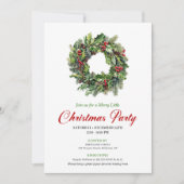 Minimalist Pine Wreath Christmas Party Card Einladung (Vorderseite)