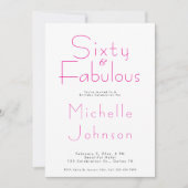 Minimalist Pink 60 & Fabulous 60th Birthday Party Einladung (Vorderseite)