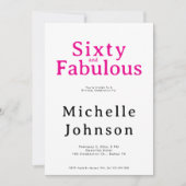 Minimalist Pink 60 & Fabulous 60th Birthday Party Einladung (Vorderseite)