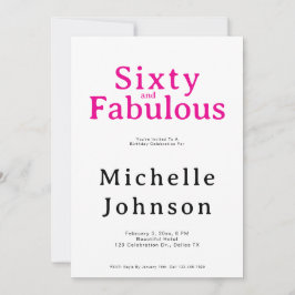 Minimalist Pink 60 & Fabulous 60th Birthday Party Einladung
