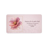 Minimalist Pink and Gold Poppy Wedding Adressaufkleber (Vorne)