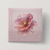 Minimalist Pink and Gold Poppy Wedding Button (Vorderseite)
