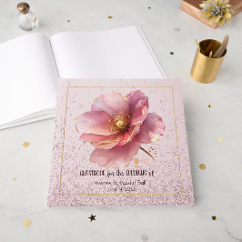 Minimalist Pink and Gold Poppy Wedding Gästebuch