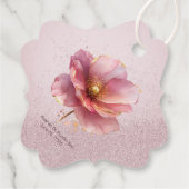Minimalist Pink and Gold Poppy Wedding Geschenkanhänger (Rückseite)