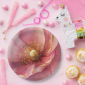 Minimalist Pink and Gold Poppy Wedding Pappteller (Party)