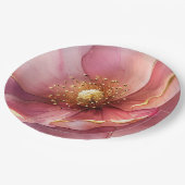 Minimalist Pink and Gold Poppy Wedding Pappteller (Schrägansicht)