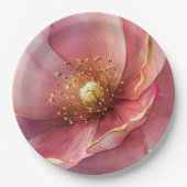 Minimalist Pink and Gold Poppy Wedding Pappteller (Vorderseite)