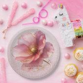 Minimalist Pink and Gold Poppy Wedding Pappteller (Party)