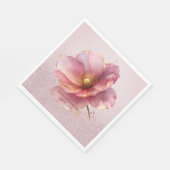 Minimalist Pink and Gold Poppy Wedding Serviette (Ecke)