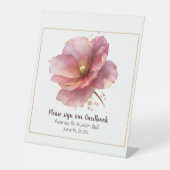Minimalist Pink and Gold Poppy Wedding Sockelschild (Vorderseite)