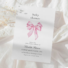 Minimalist Pink Bow Baby Shower Invitation Einladung