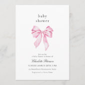 Minimalist Pink Bow Baby Shower Invitation Einladung (Vorderseite)