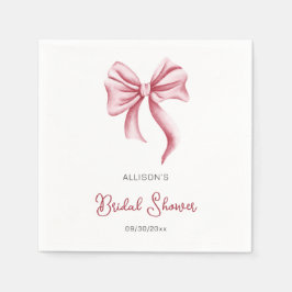 Minimalist Pink Bow Bridal Shower Serviette