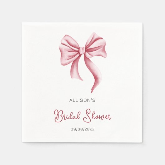 Minimalist Pink Bow Bridal Shower Serviette (Vorderseite)