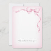 Minimalist Pink Bow First Birthday Invitation Einladung (Rückseite)
