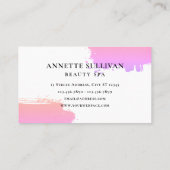Minimalist pink brushstroke white Business Card Visitenkarte (Rückseite)