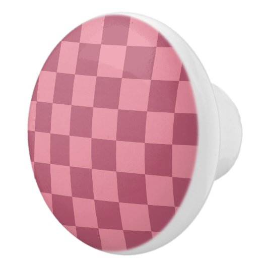 Minimalist Pink Checkerboard Pattern Keramikknauf (Rechts)
