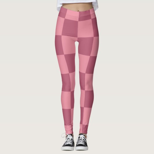 Minimalist Pink Checkerboard Pattern Leggings (Vorderseite)