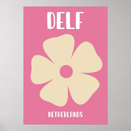 Minimalist Pink Delft Flower Art Poster