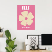 Minimalist Pink Delft Flower Art Poster (Heimbüro)