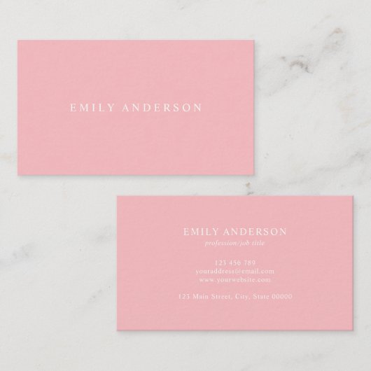 Minimalist Pink Elegant Monogram Visitenkarte (Vorne/Hinten)