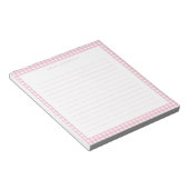 Minimalist Pink Gingham Monogram Lined Notizblock (angewinkelt)