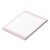 Minimalist Pink Gingham Monogram Lined Notizblock (Rotiert)