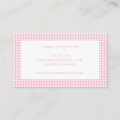 Minimalist Pink Gingham Plaid Visitenkarte (Rückseite)