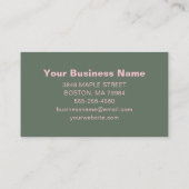 Minimalist Pink Green Aesthetic Personalized Bold Visitenkarte (Rückseite)