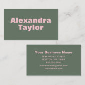 Minimalist Pink Green Aesthetic Personalized Bold Visitenkarte (Vorne/Hinten)