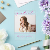 Minimalist Pink Lines Graduation Photo Acryleinladungen (In Situ (Hochzeit))