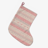 Minimalist Pink Nordic Dog Christmas Stocking Großer Weihnachtsstrumpf (Vorderansicht (hängend))