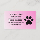 Minimalist Pink Pet Sitter Dog Walker Visitenkarte (Rückseite)