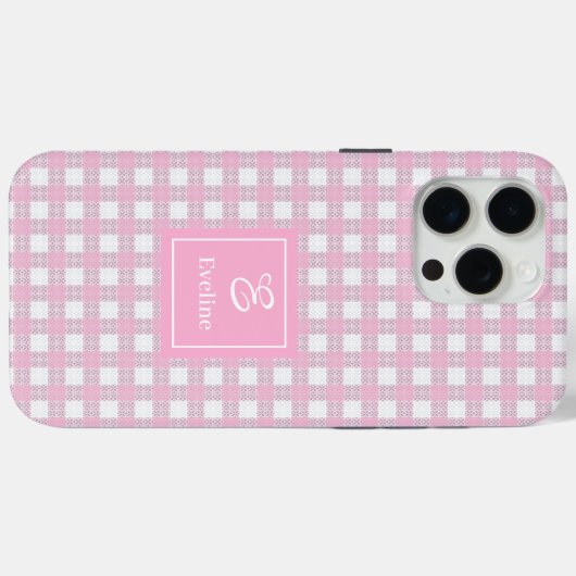 Minimalist Pink Plaid iPhone Case – Elegant Style (Rückseite (Horizontal))