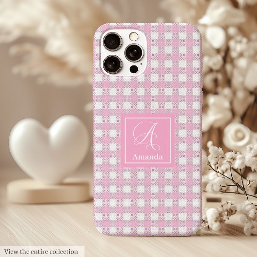 Minimalist Pink Plaid iPhone Case – Elegant Style