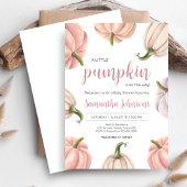 Minimalist Pink Pumpkin Fall Baby Shower Einladung