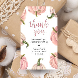 Minimalist Pink Pumpkin Fall Baby Shower Favor Tag Geschenkanhänger
