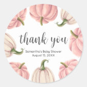 Minimalist Pink Pumpkin Fall Baby Shower Runder Aufkleber (Vorderseite)