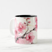 Minimalist Pink Sakura Zen Coffee Cup  Zweifarbige Tasse (Vorderseite Links)