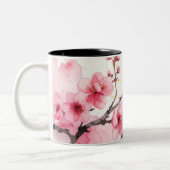 Minimalist Pink Sakura Zen Coffee Cup  Zweifarbige Tasse (Links)