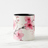 Minimalist Pink Sakura Zen Coffee Cup  Zweifarbige Tasse (Mittel)