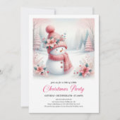 Minimalist Pink Snowman Kids Editable Digital Xmas Einladung (Vorderseite)