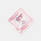 Minimalist Pink Snowman Kids Winter Forest Pinkmas Serviette (Ecke)