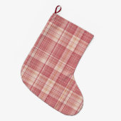 Minimalist Pink Tartan Dog Christmas Stocking Großer Weihnachtsstrumpf (Vorderansicht (hängend))