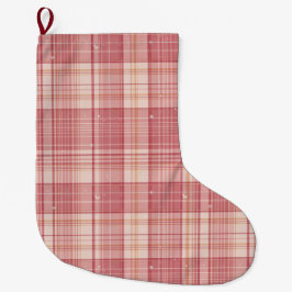 Minimalist Pink Tartan Dog Christmas Stocking Großer Weihnachtsstrumpf