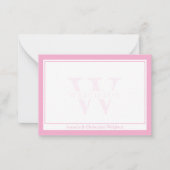 Minimalist Pink Two Border Monogram Couple Mitteilungskarte (Vorderseite)