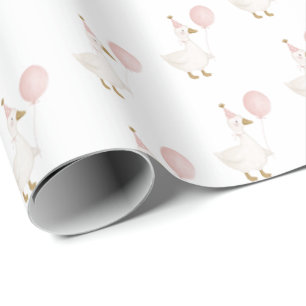 Minimalist Pink Verrückte Gans Kindergeburtstag Geschenkpapier